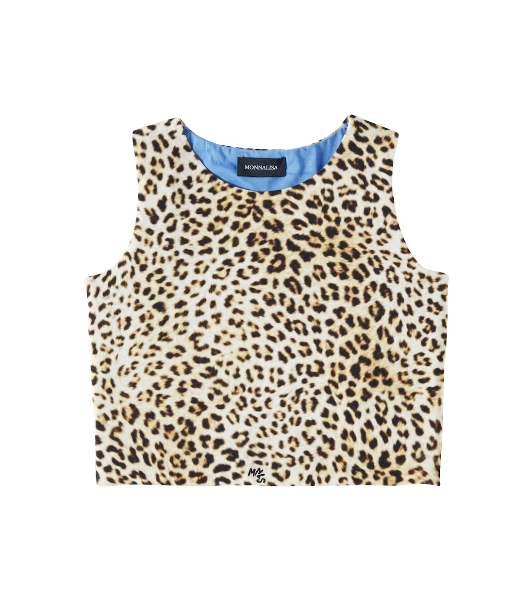 Monnalisa - Leopard-print cutout cotton-blend top
