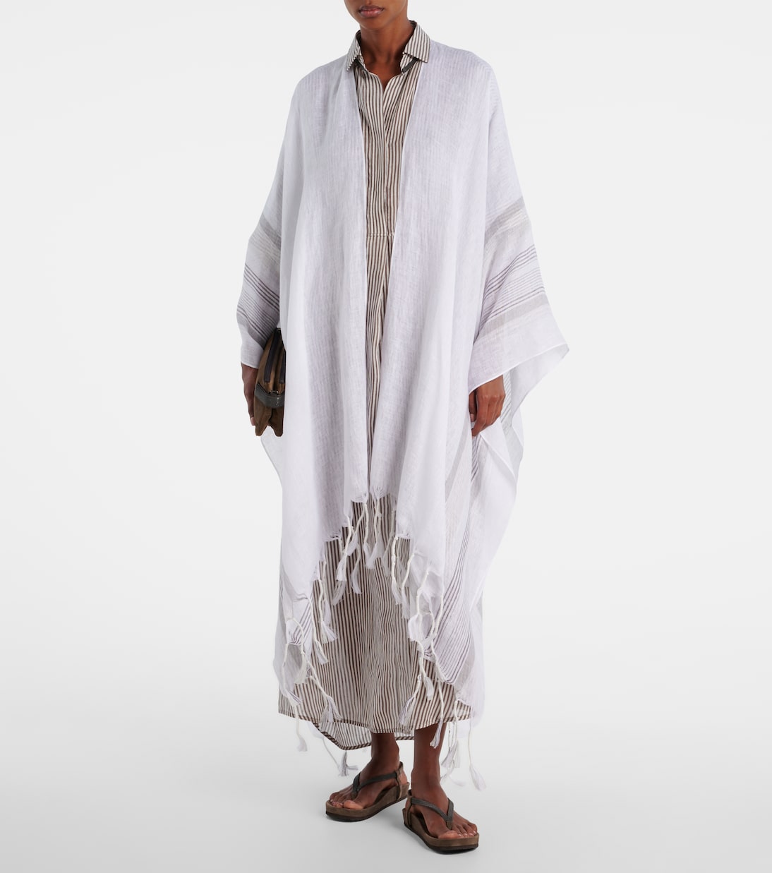 Brunello Cucinelli - Fringed linen poncho