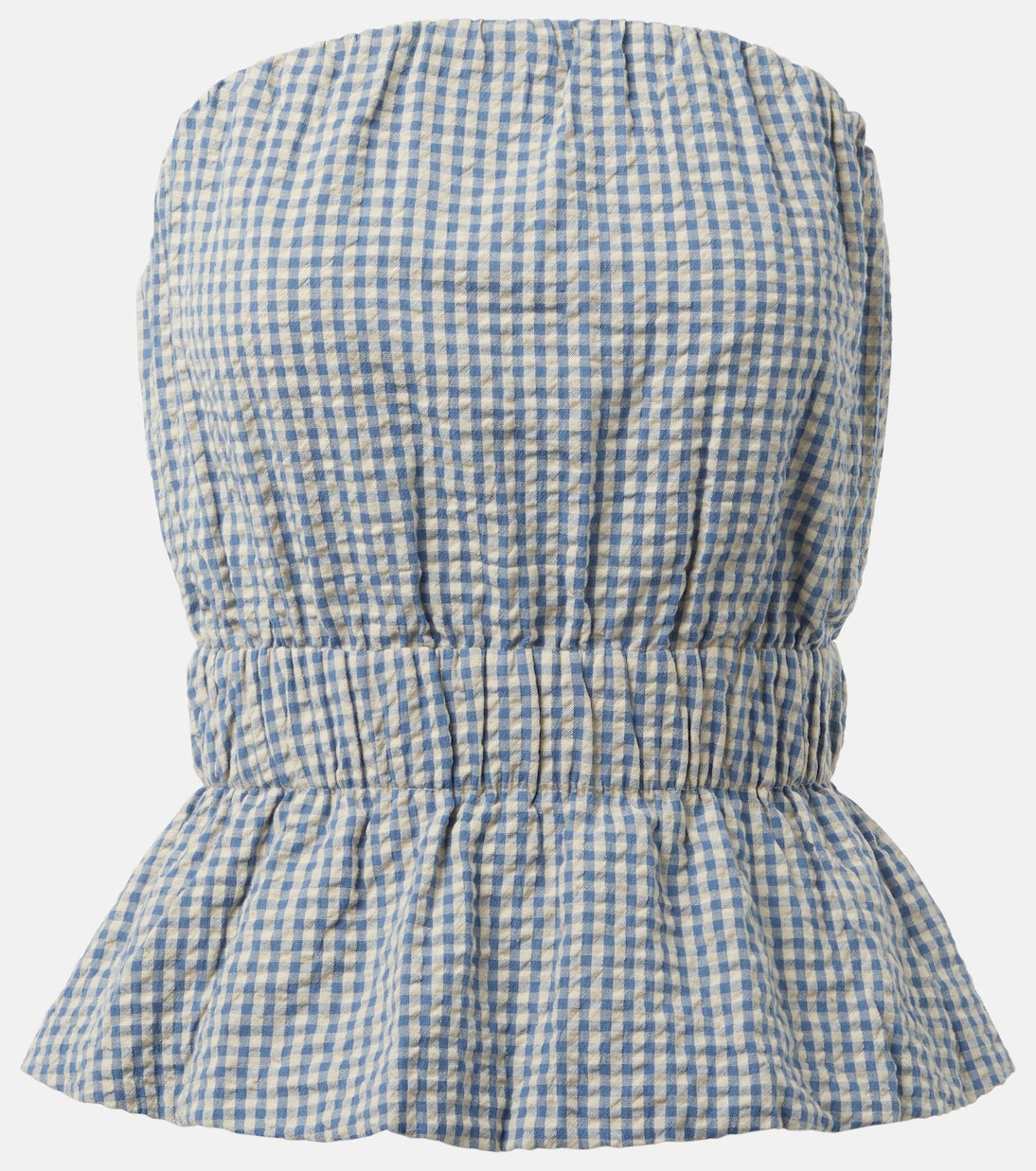 Posse - Aurelia gingham strapless cotton top