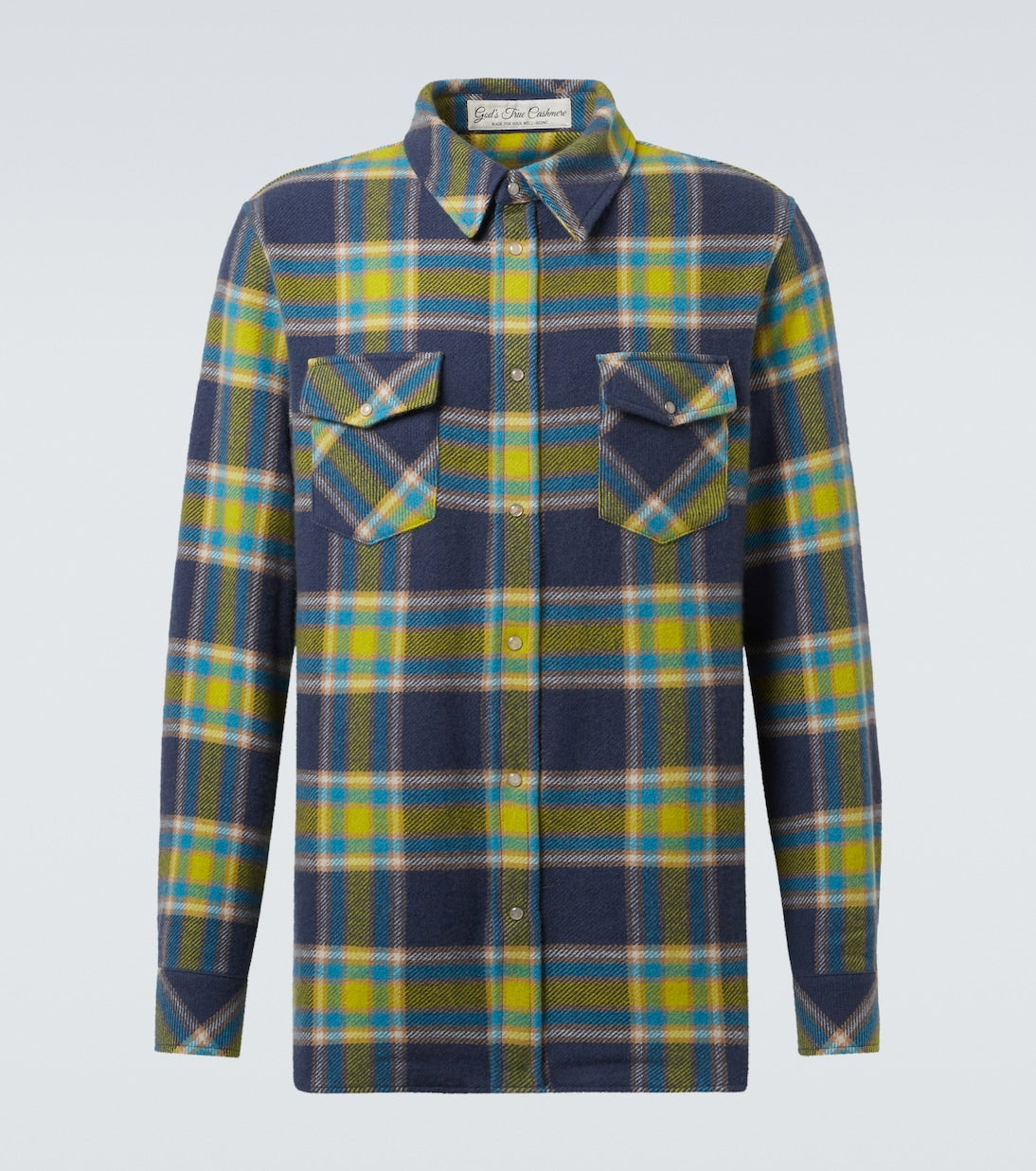 God's True Cashmere - Explorer plaid cashmere shirt with quartz