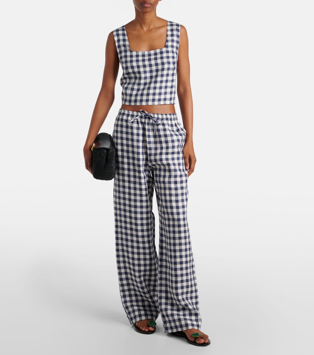 Asceno - Cozumel gingham linen crop top