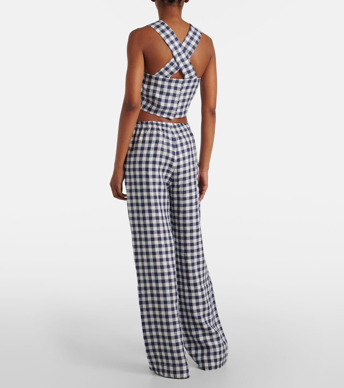 Asceno - Cozumel gingham linen crop top