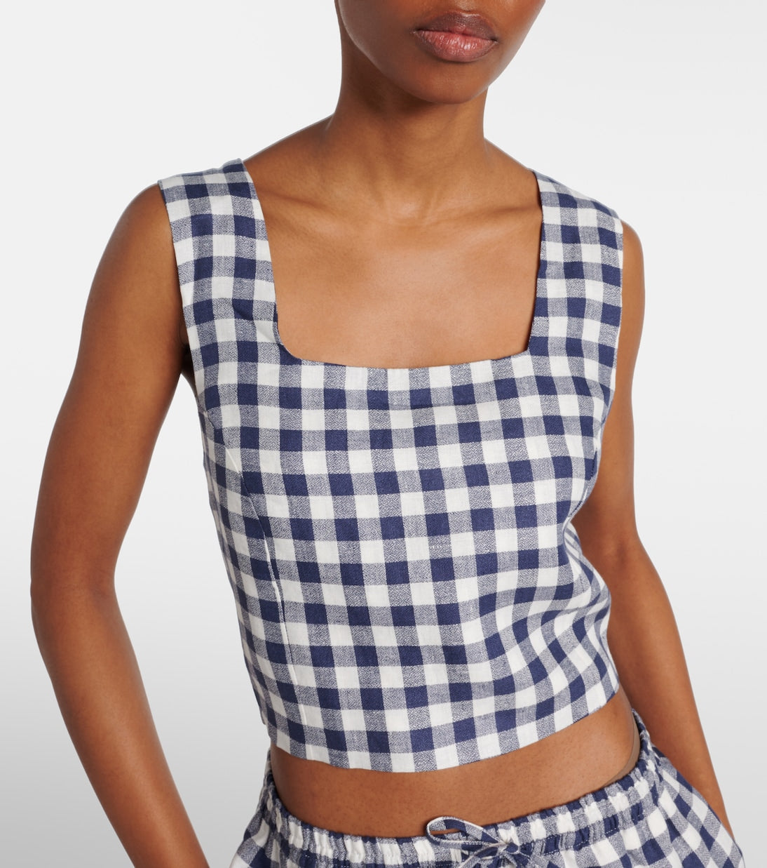 Asceno - Cozumel gingham linen crop top