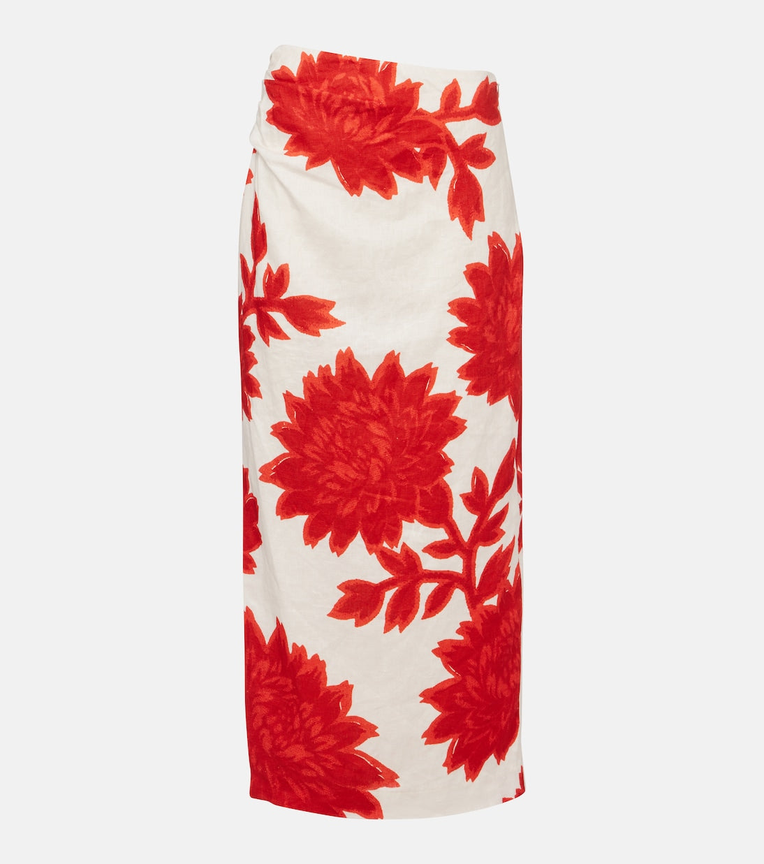 SIR - Floral linen midi skirt