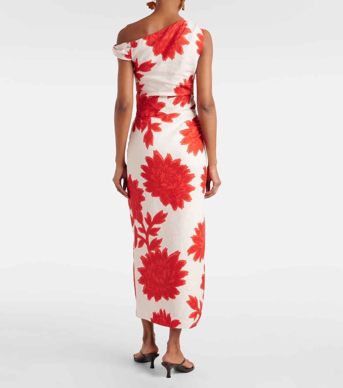 SIR - Floral linen midi skirt