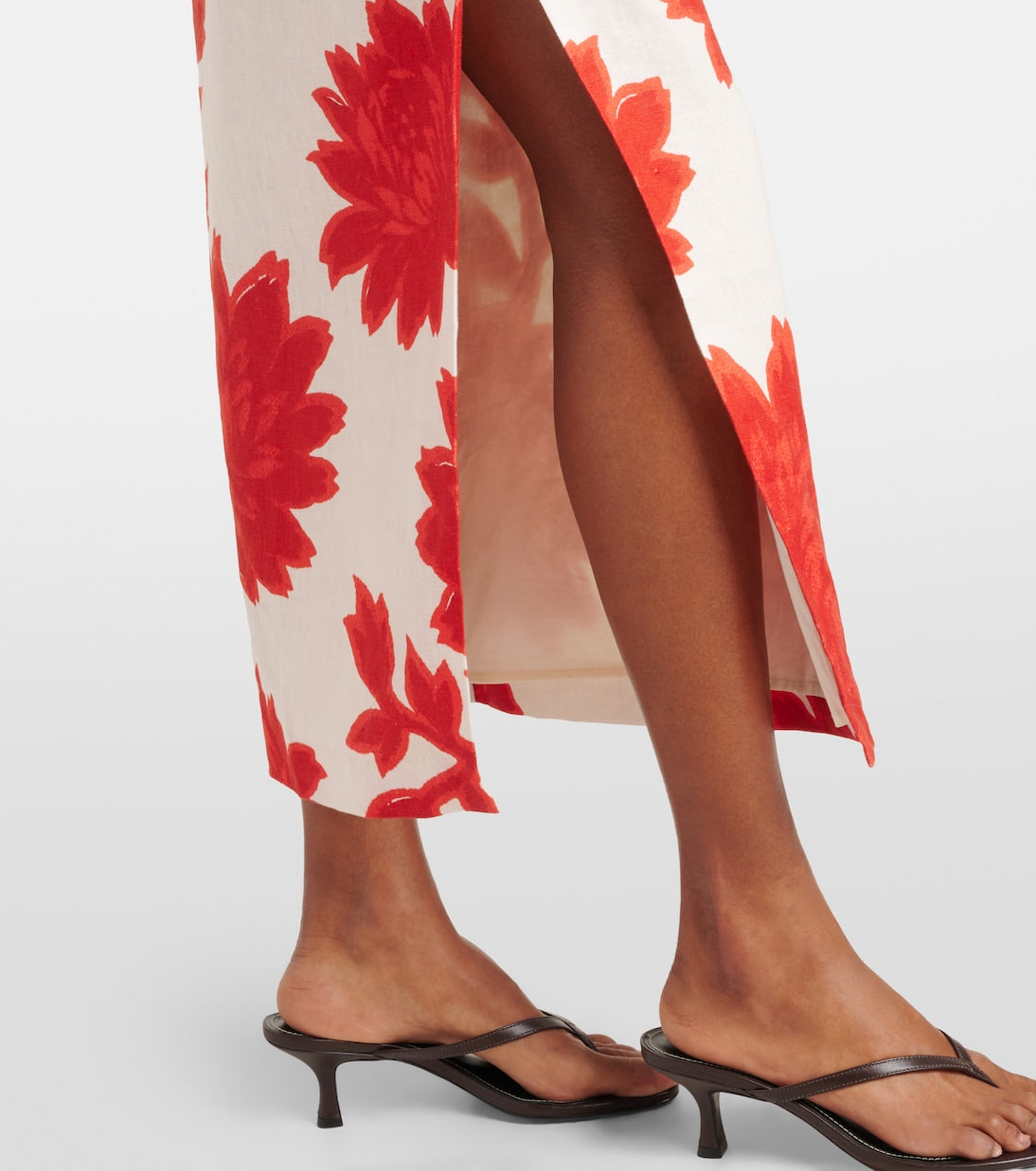 SIR - Floral linen midi skirt