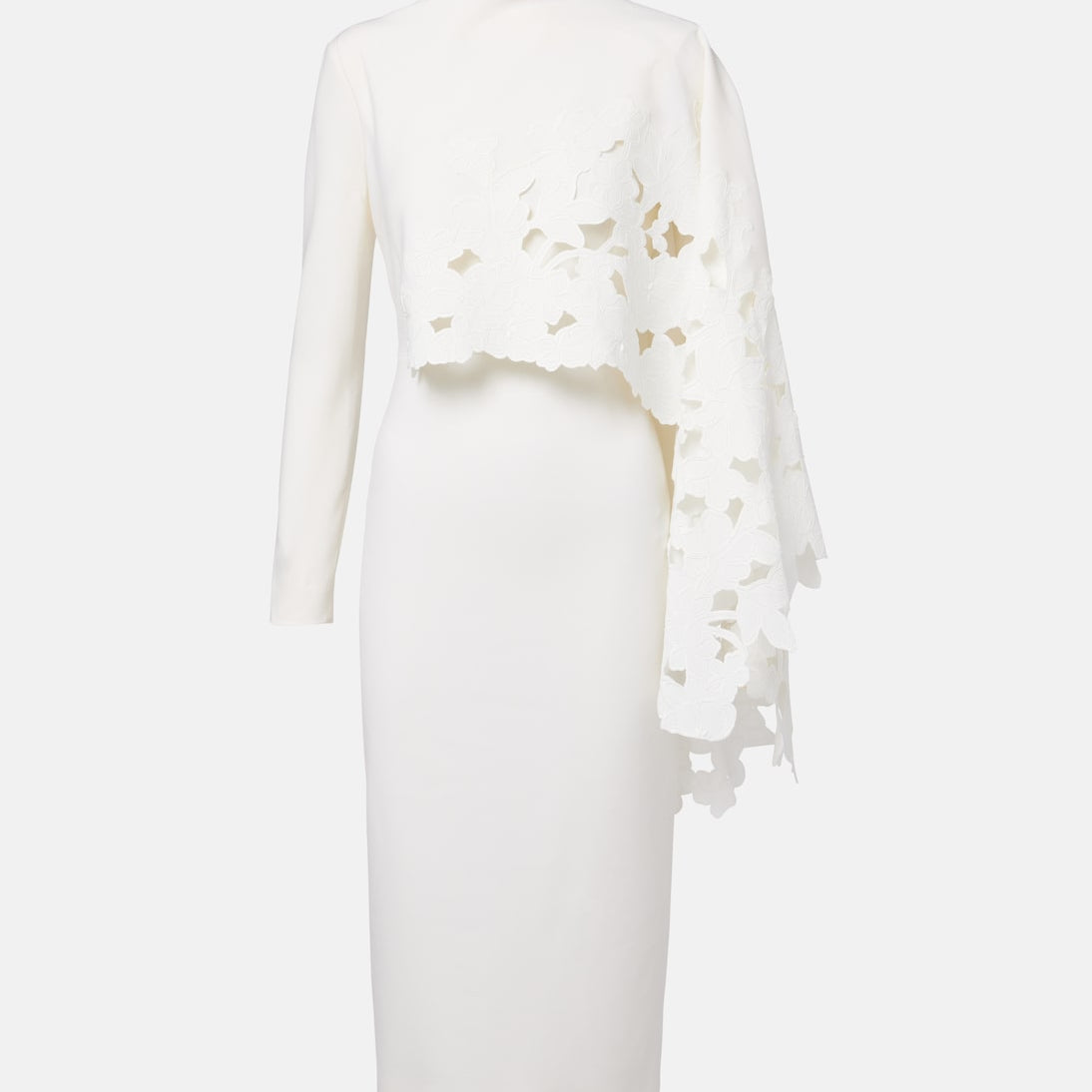 Oscar de la Renta - Cape-detail wool-blend midi dress