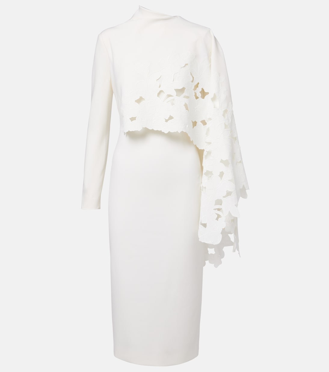 Oscar de la Renta - Cape-detail wool-blend midi dress