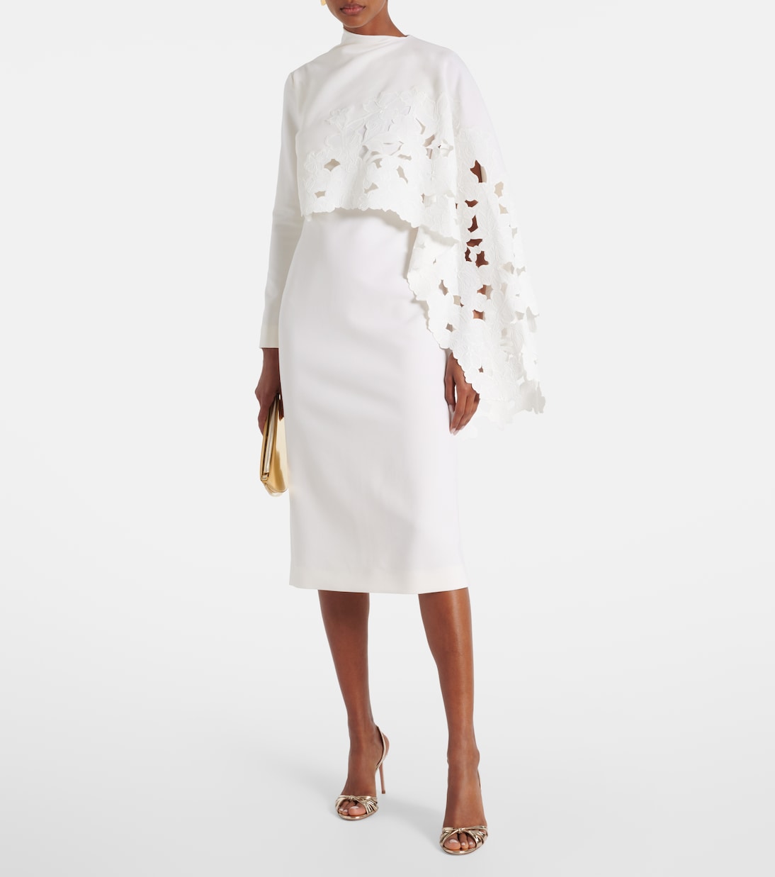 Oscar de la Renta - Cape-detail wool-blend midi dress