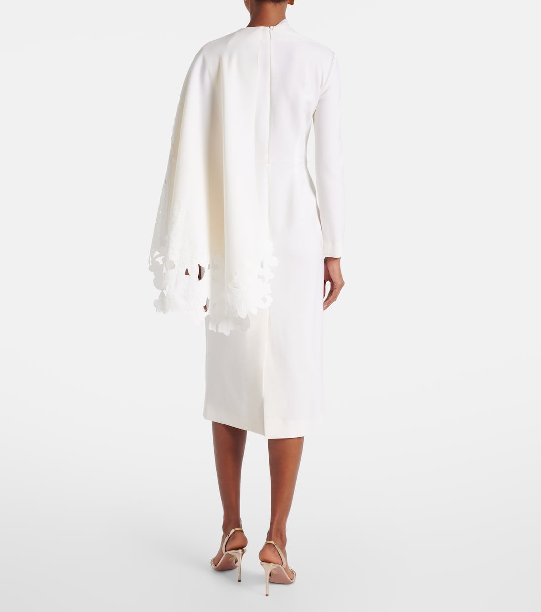 Oscar de la Renta - Cape-detail wool-blend midi dress