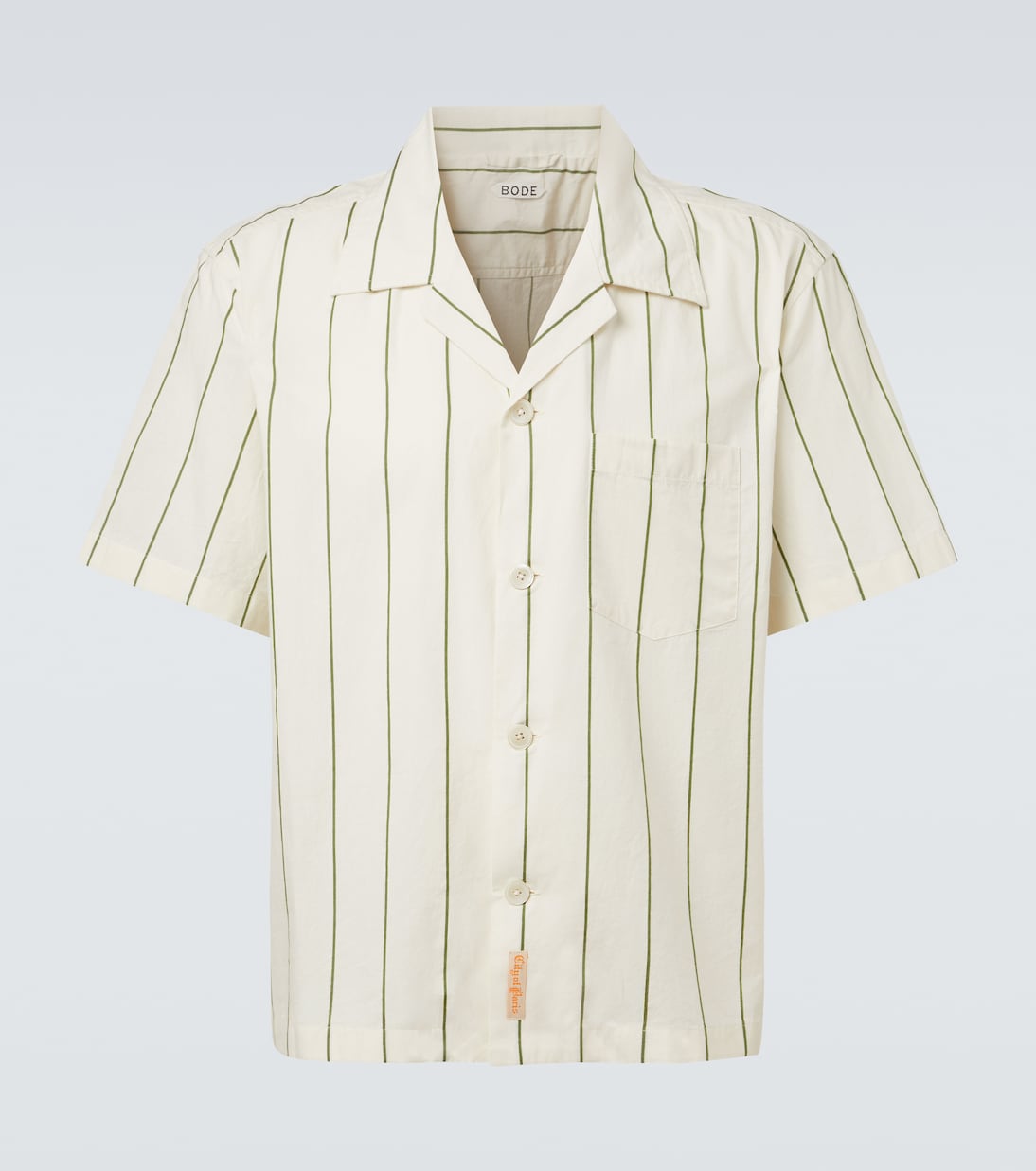 Bode - Celery striped cotton bowling shirt