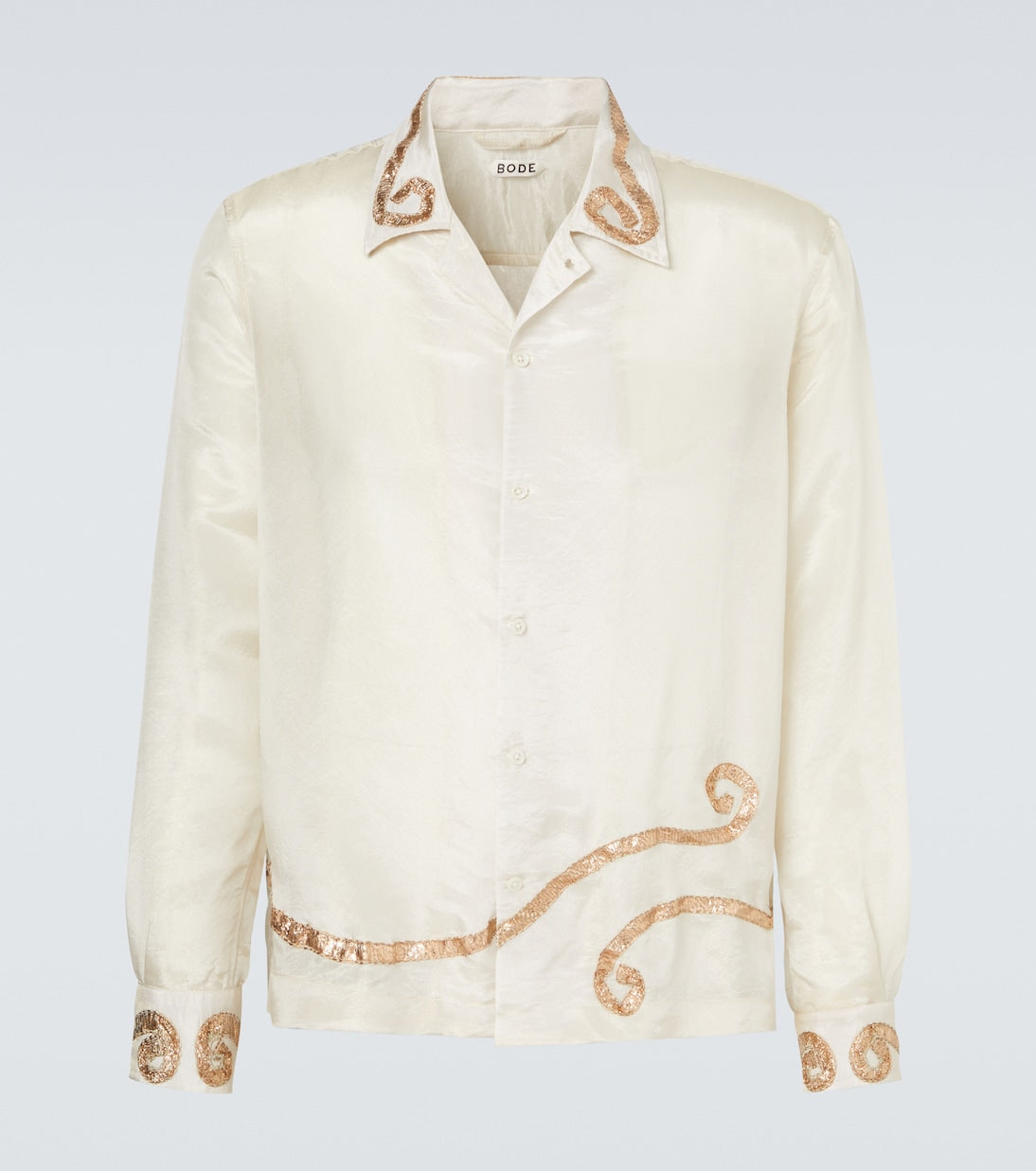 Bode - Lido appliqué semi-sheer shirt