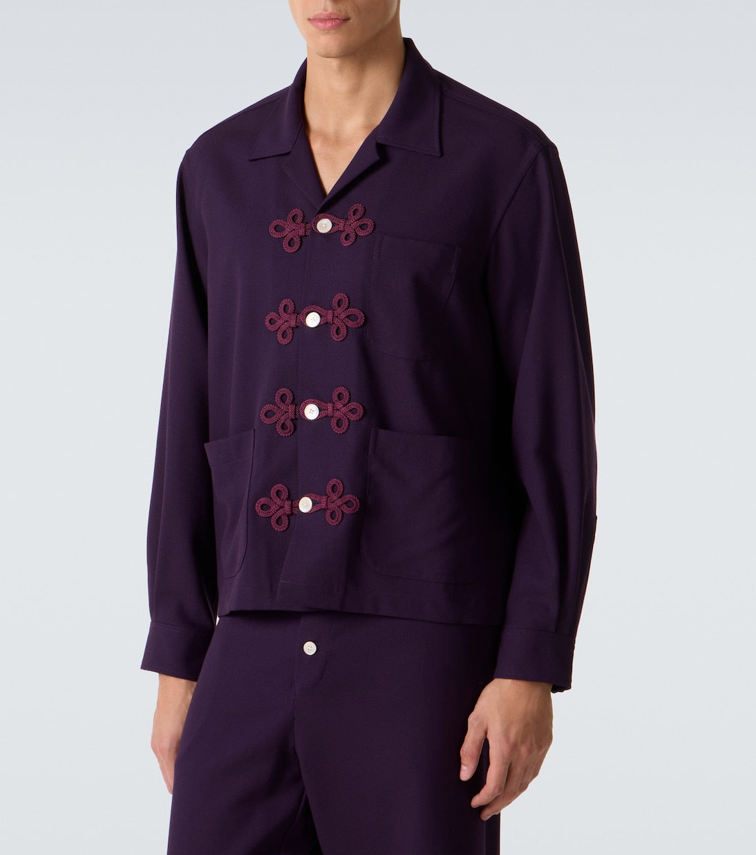 Bode - Astor embroidered wool shirt