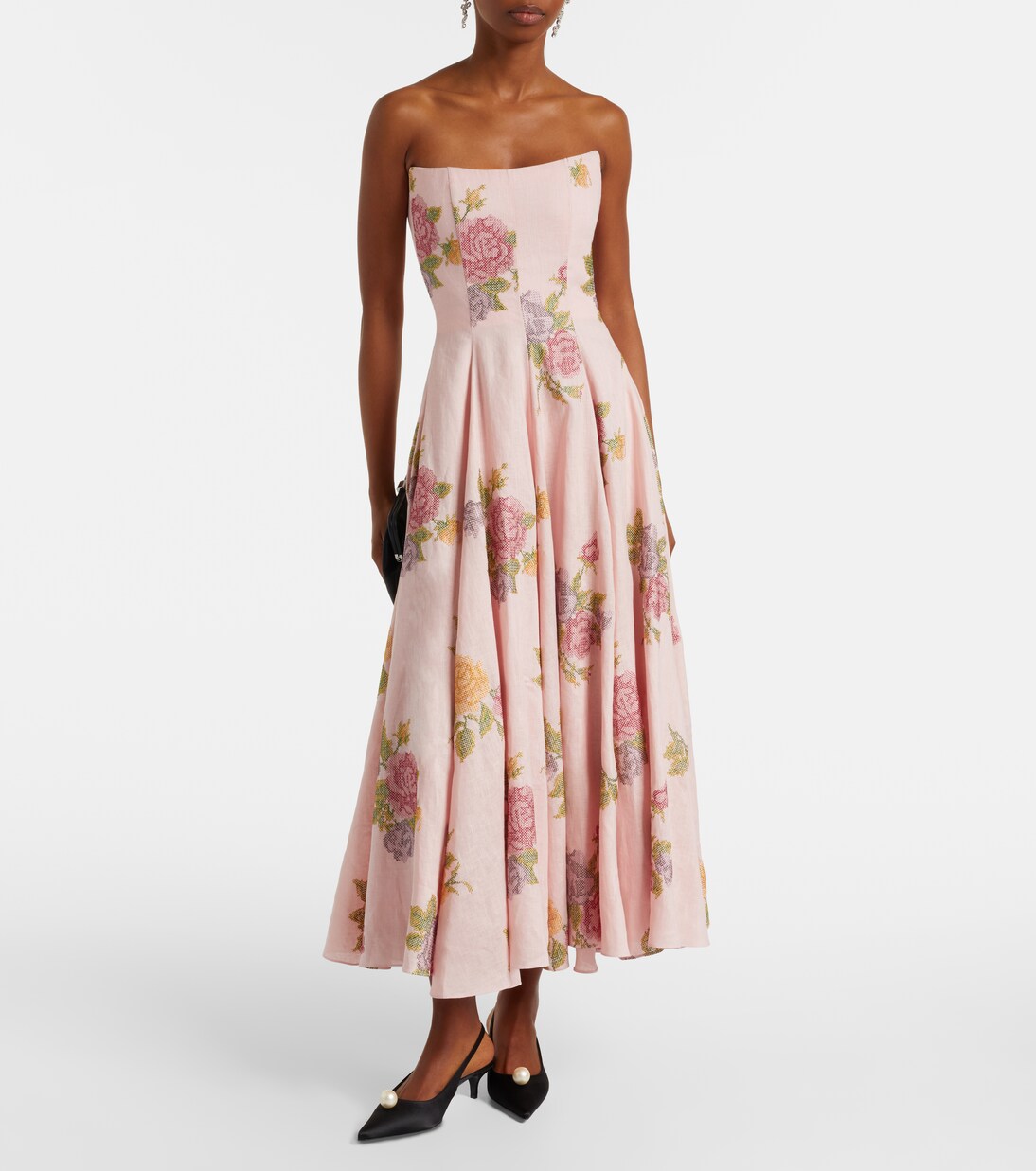 Markarian - Floral linen corset dress
