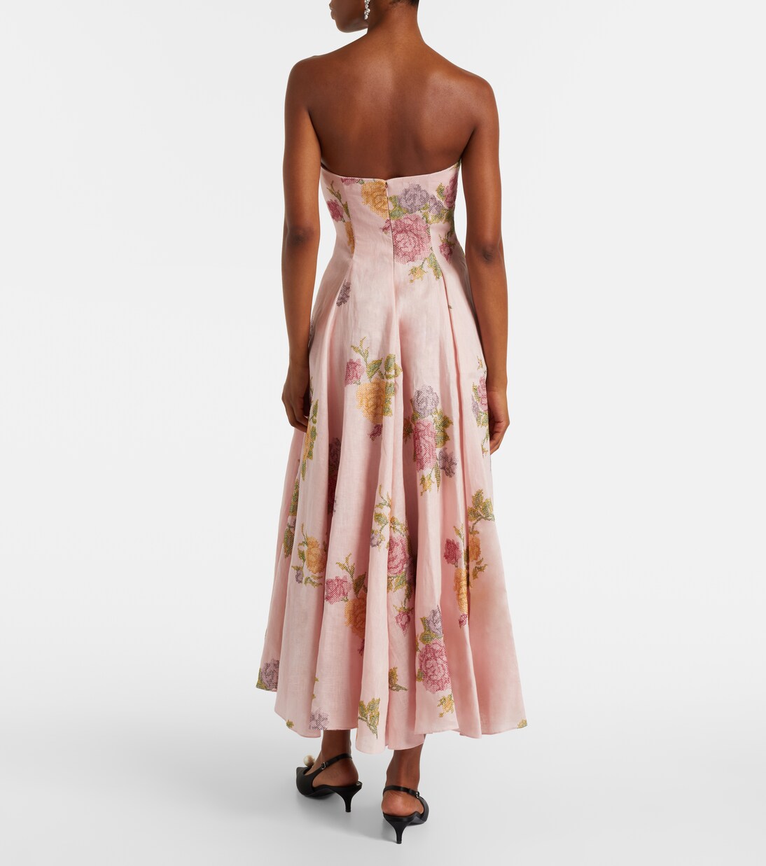Markarian - Floral linen corset dress