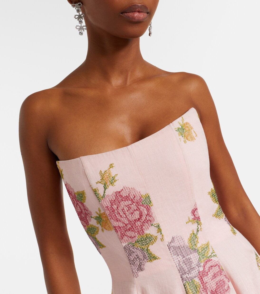 Markarian - Floral linen corset dress