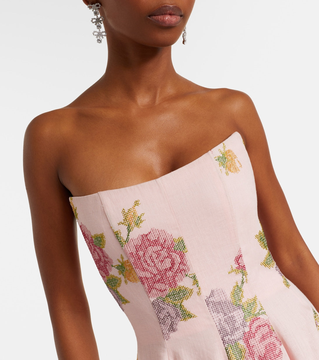 Markarian - Floral linen corset dress