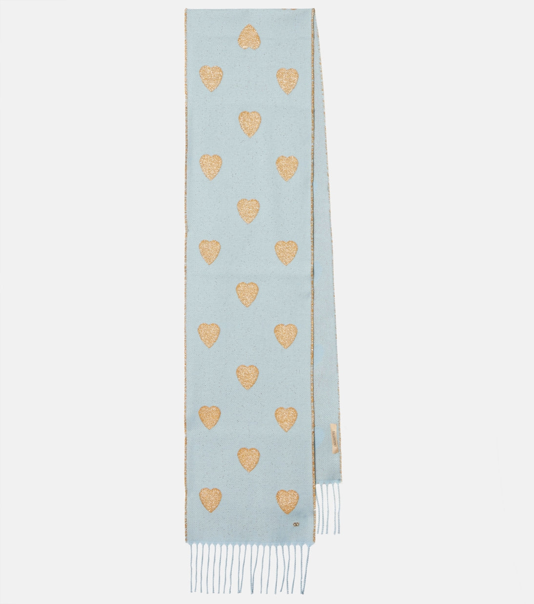 Valentino Garavani - Heart fringed wool-blend scarf