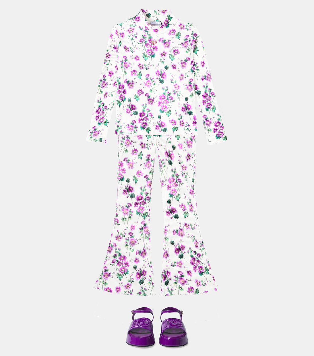 Dolce&Gabbana Kids - Costa floral cotton flared pants