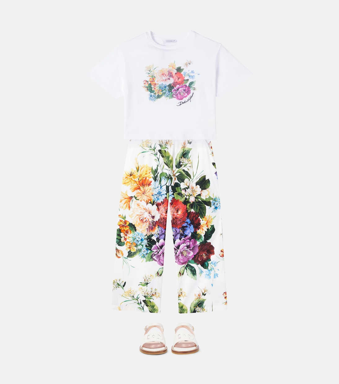 Dolce&Gabbana Kids - Floral cotton poplin palazzo pants