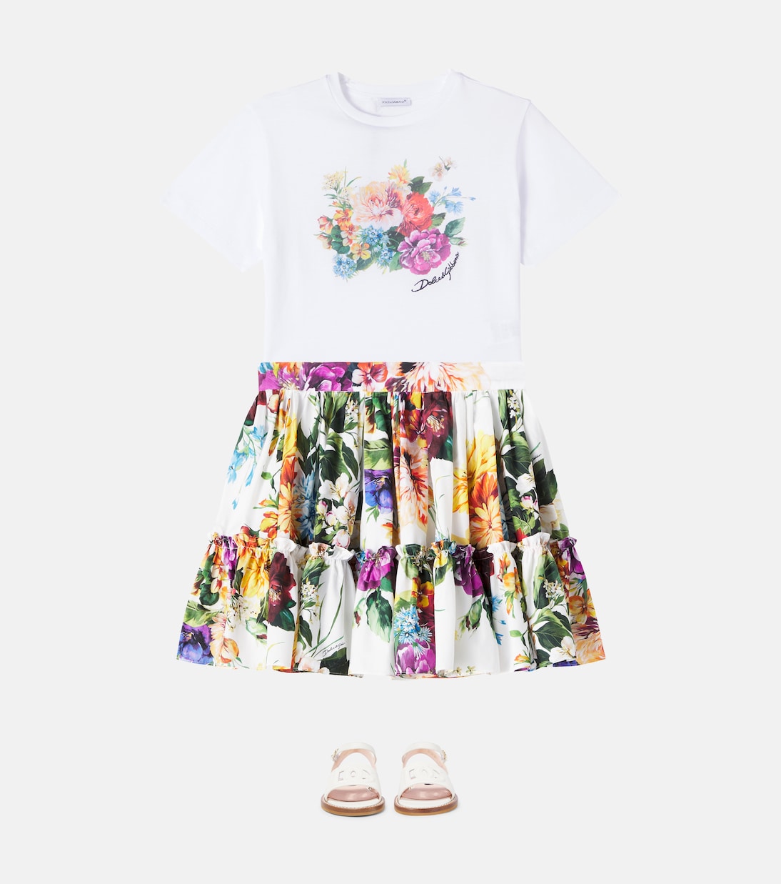 Dolce&Gabbana Kids - Floral cotton poplin skirt