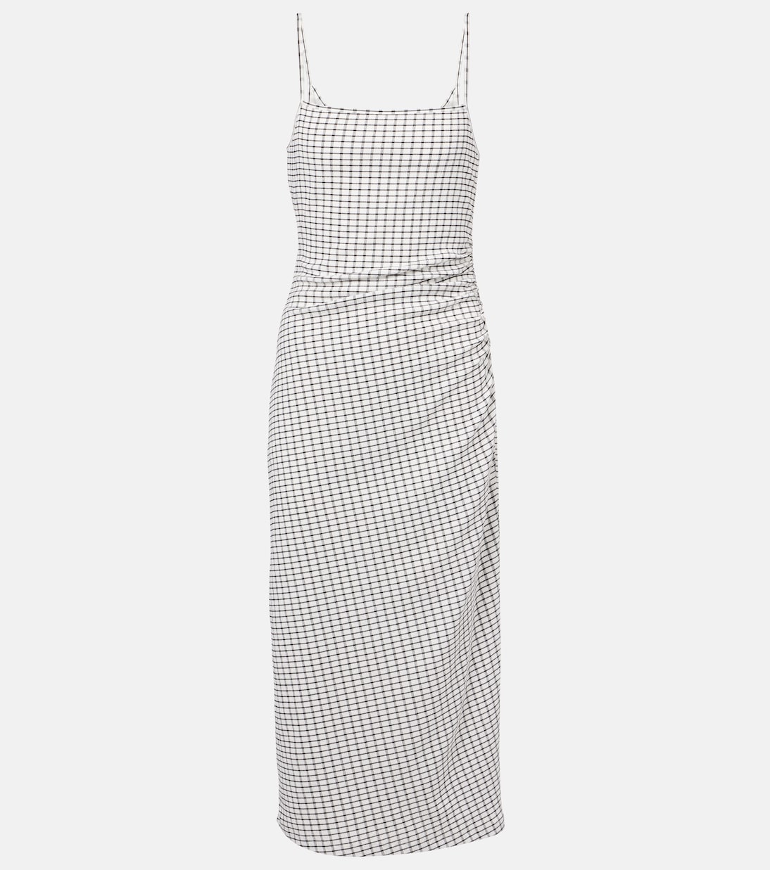 Vince - Checked ruched midi dress