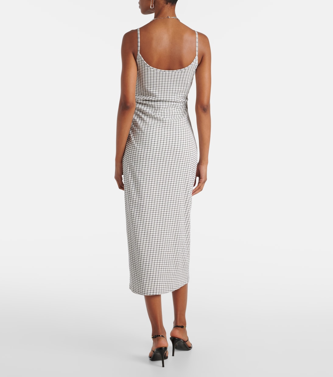 Vince - Checked ruched midi dress