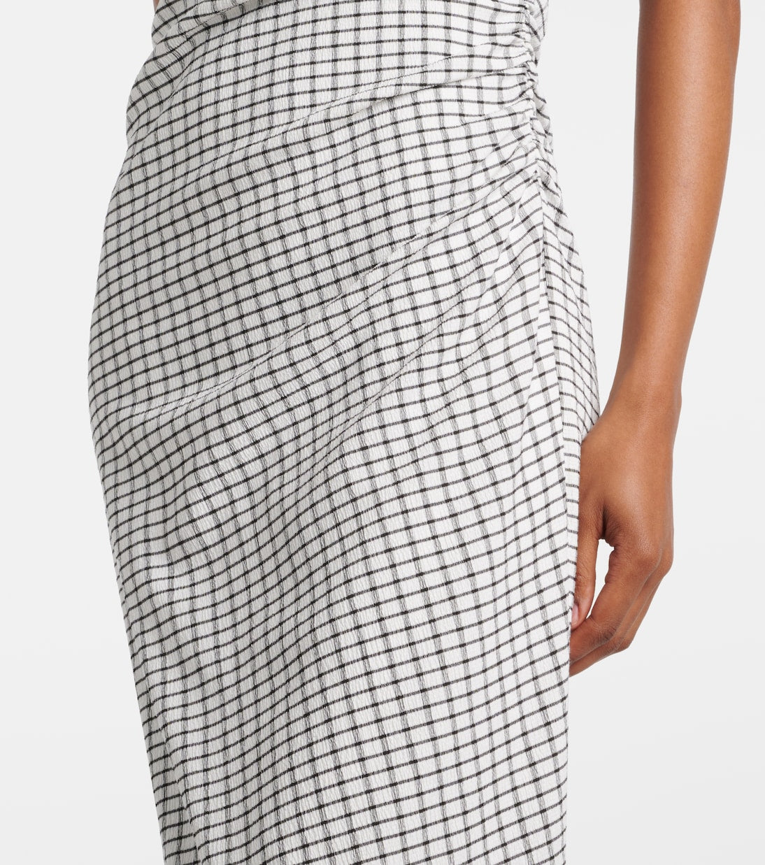 Vince - Checked ruched midi dress