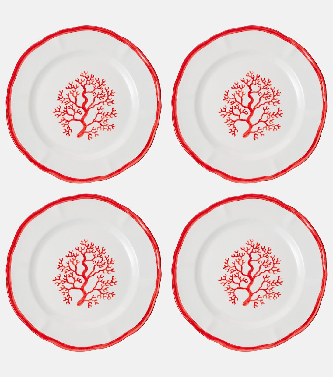 Les-Ottomans - Coral set of 4 ceramic dinner plates