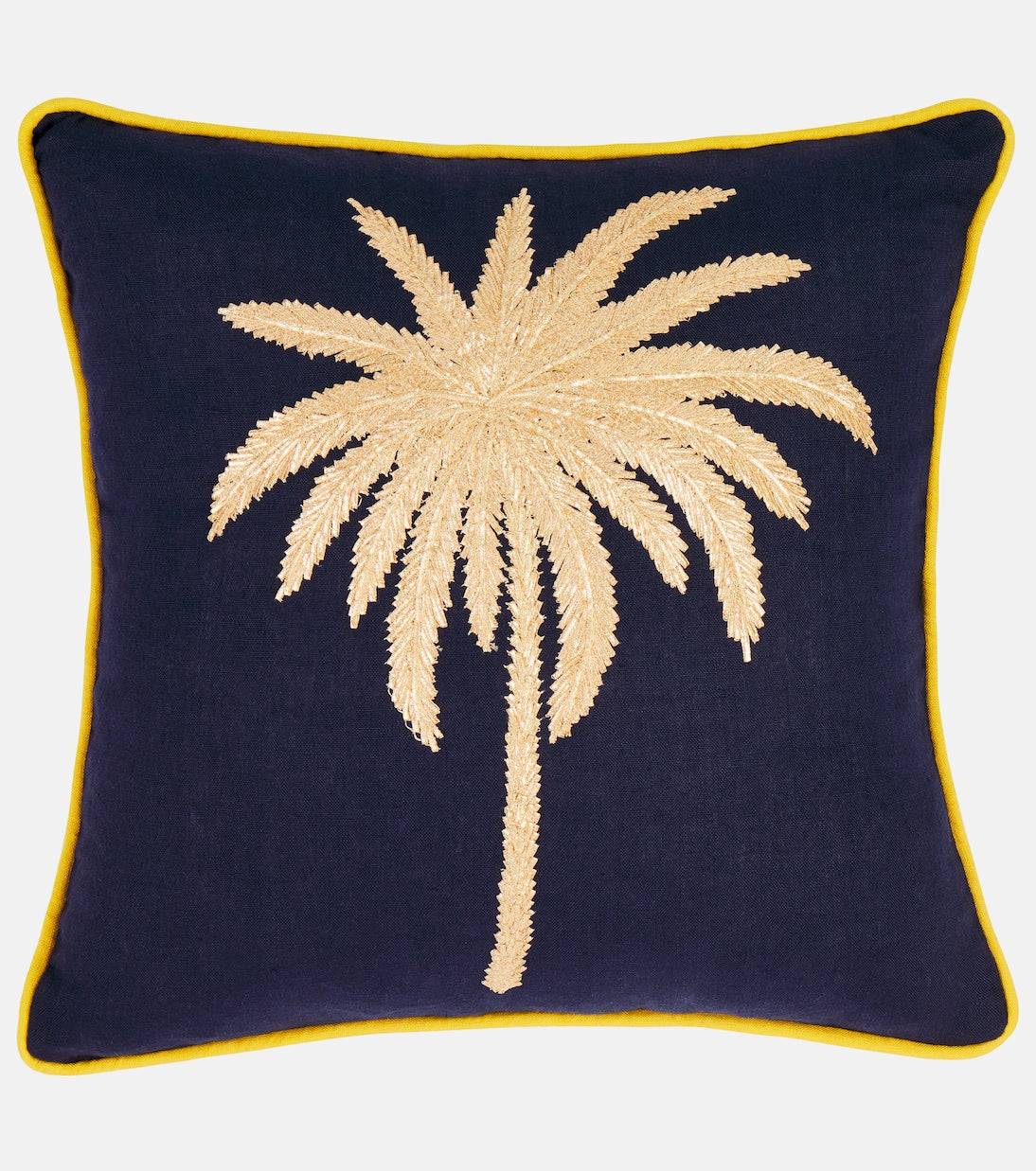 Les-Ottomans - Tropical embroidered linen cushion
