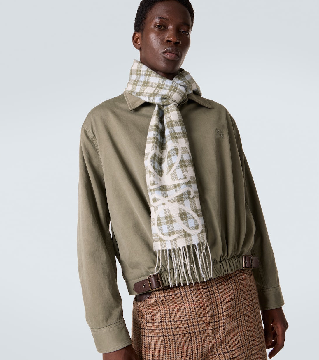 Loewe - Anagram checked silk and cashmere scarf