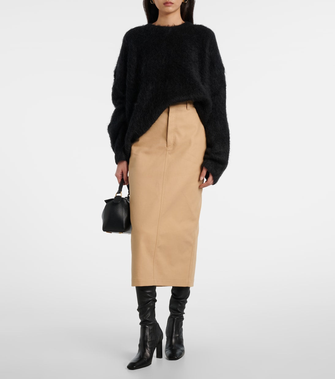 Wardrobe.NYC - High-rise cotton midi skirt