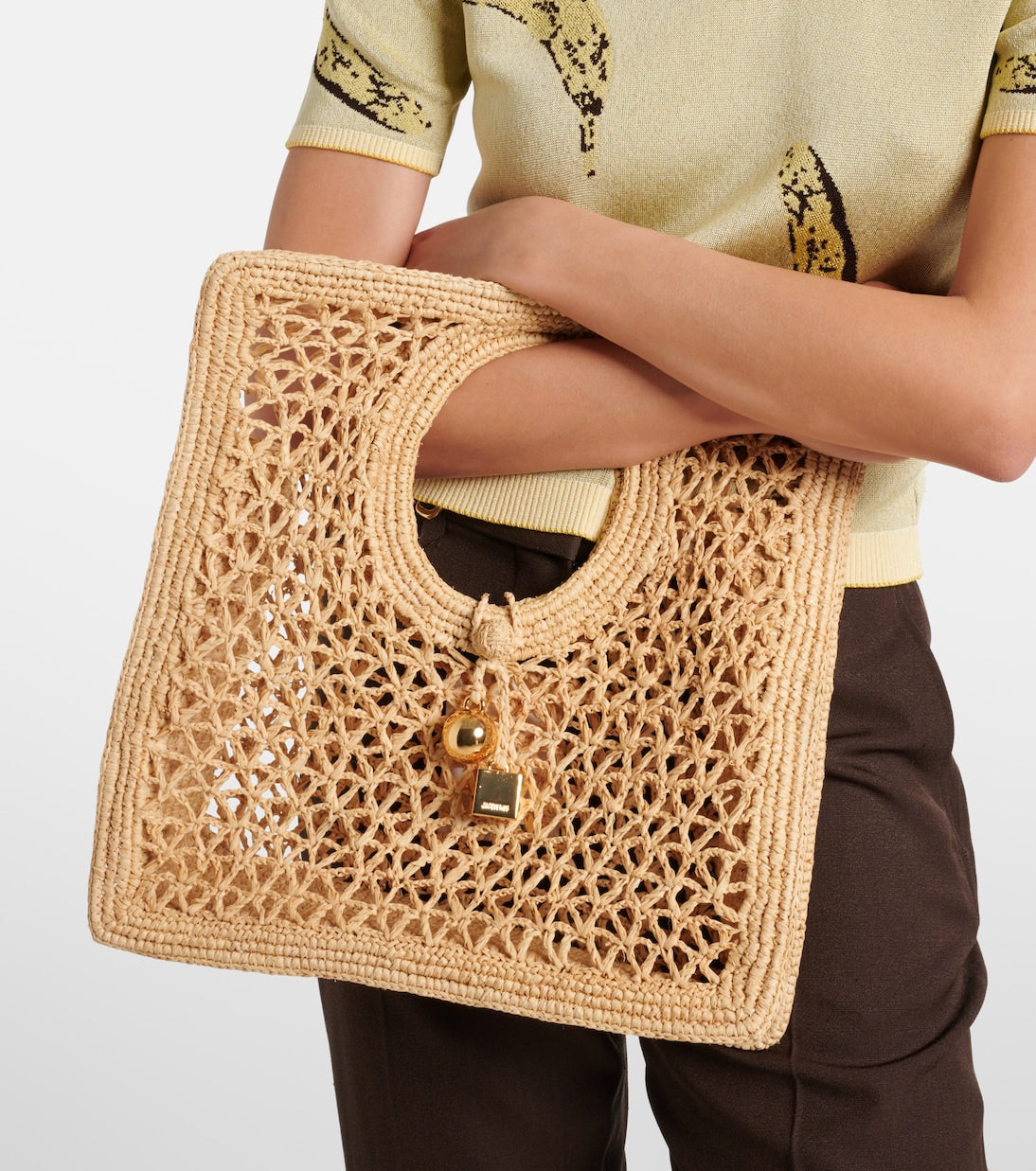 Jacquemus - Spiaggia Small raffia top-handle bag