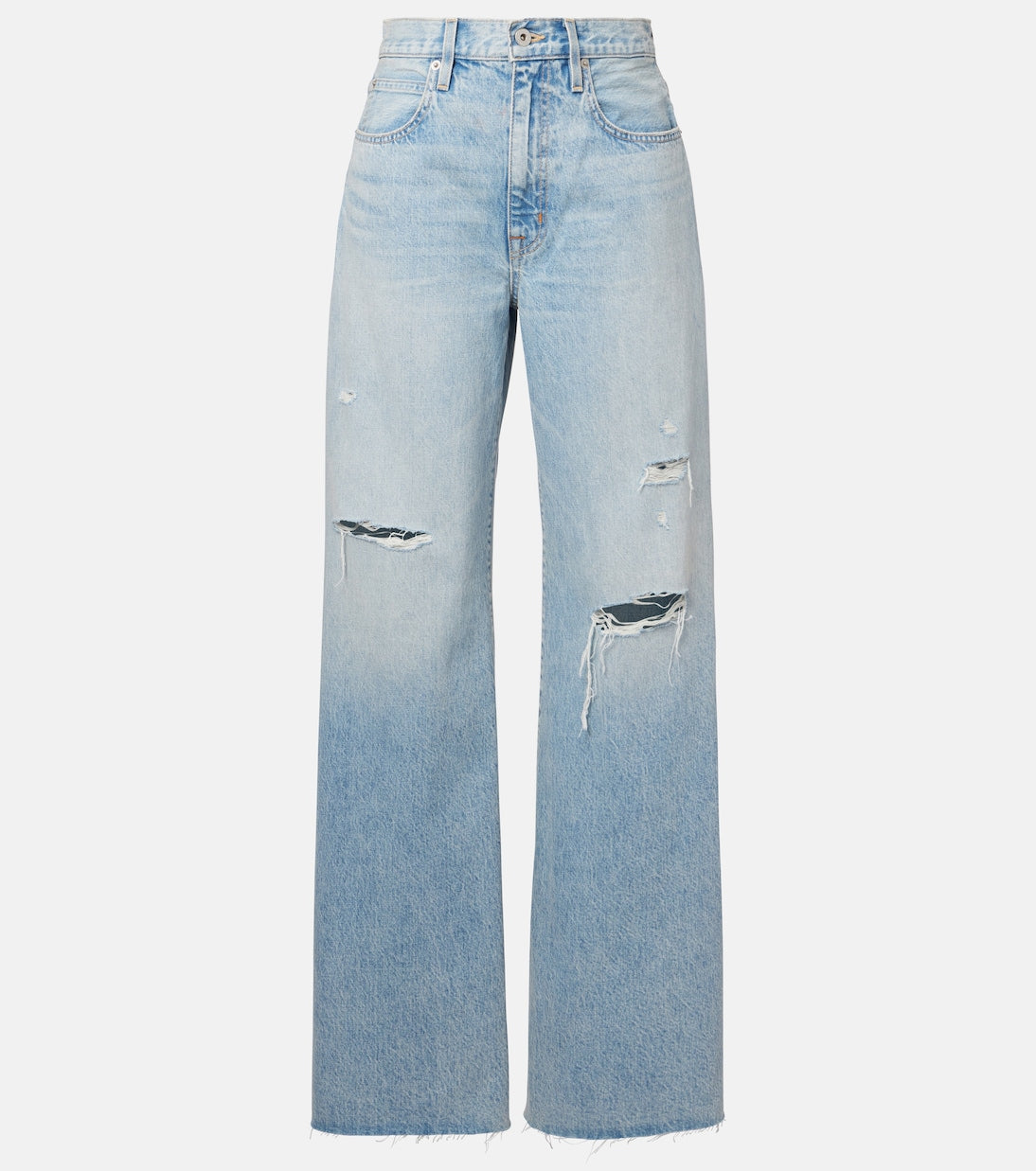 SLVRLAKE - Nico distressed mid-rise wide-leg jeans