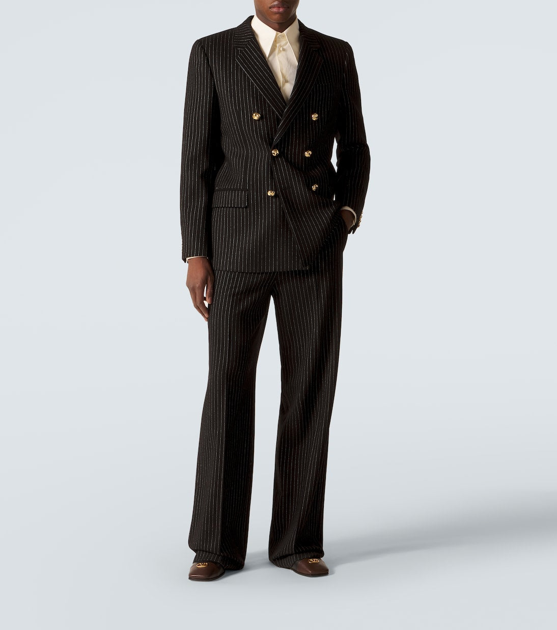 Valentino Garavani - Pinstripe wool and silk straight pants