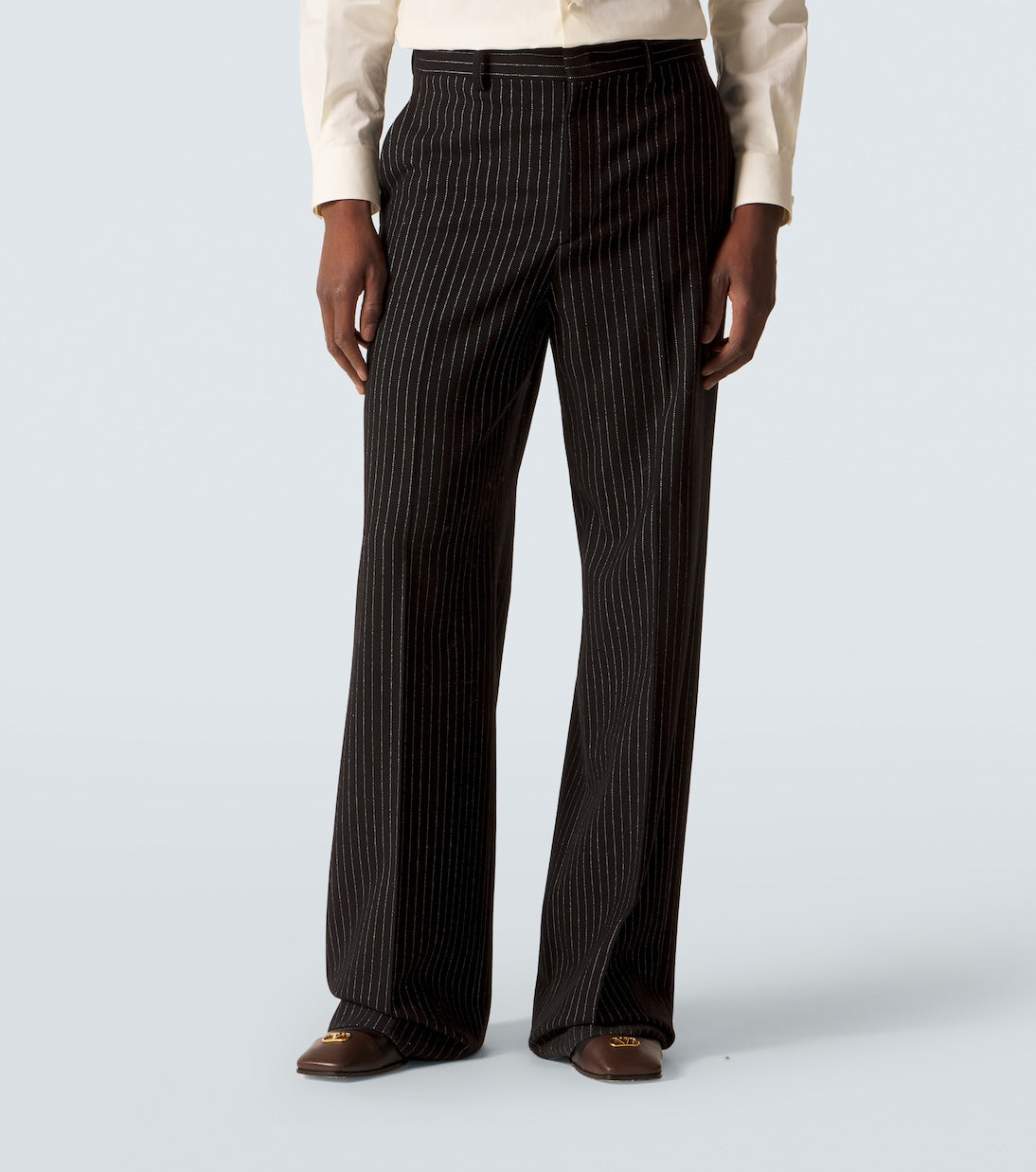 Valentino Garavani - Pinstripe wool and silk straight pants