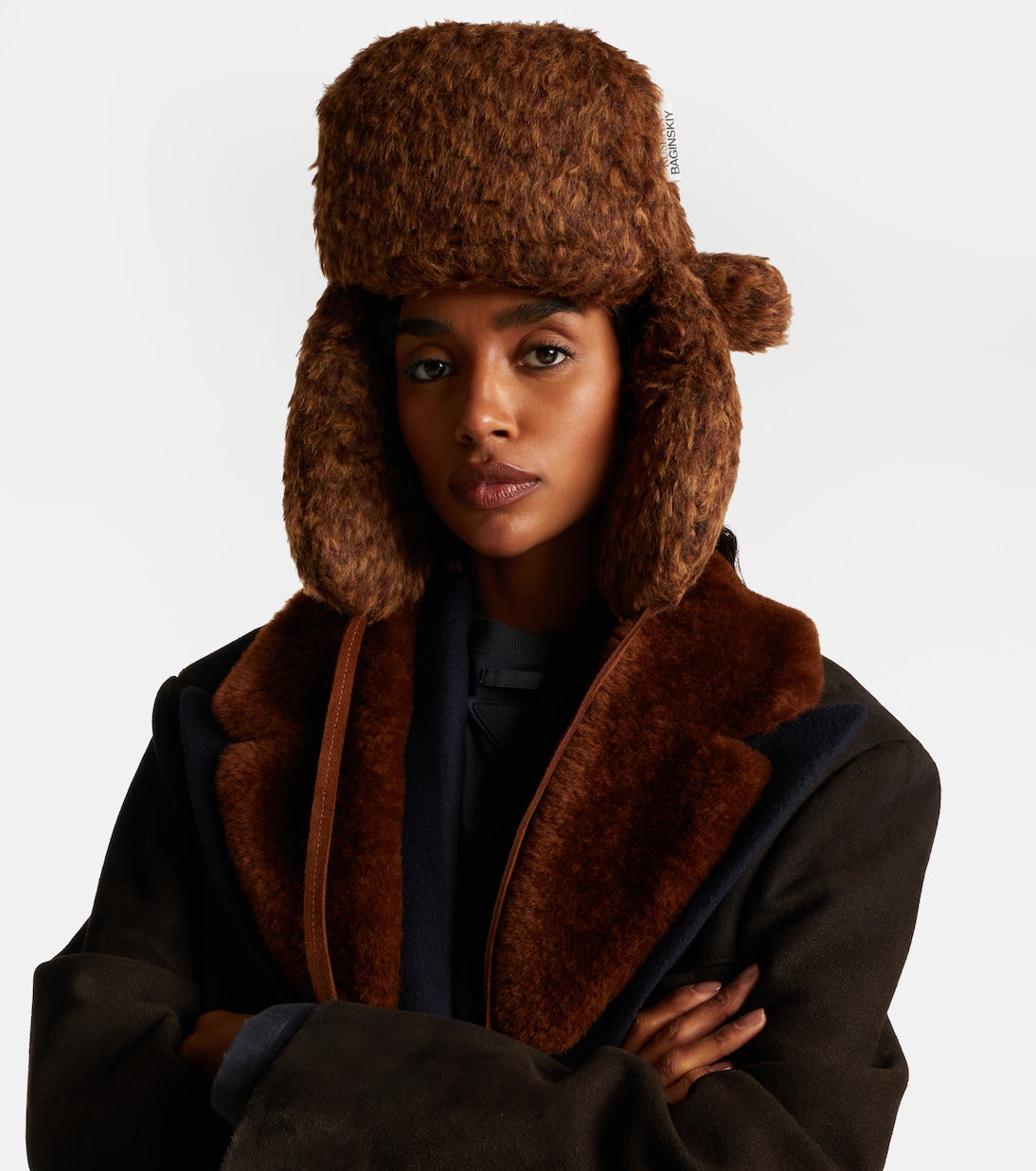 Ruslan Baginskiy - Logo suede-trimmed aviator hat