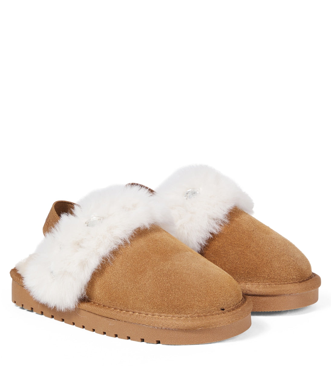 Monnalisa - Embellished suede slippers