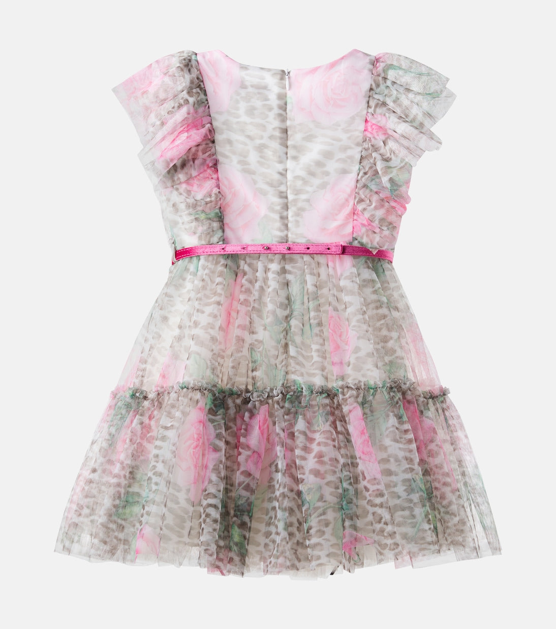 Monnalisa - Leopard-print ruffled tulle dress