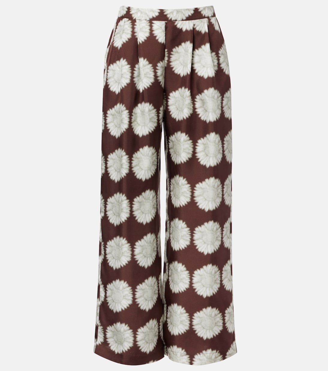 Asceno - Isola floral silk twill wide-leg pants
