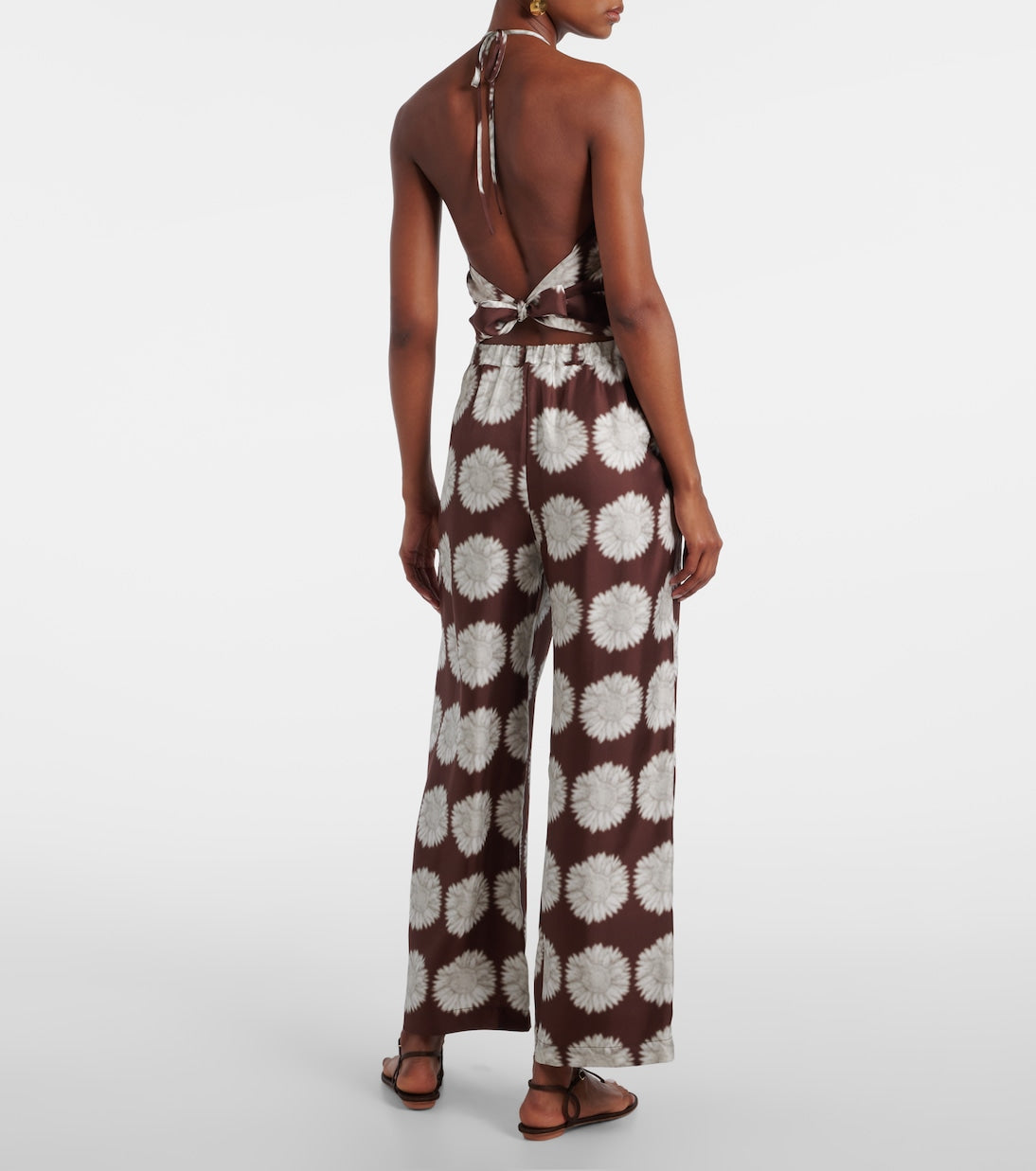 Asceno - Isola floral silk twill wide-leg pants