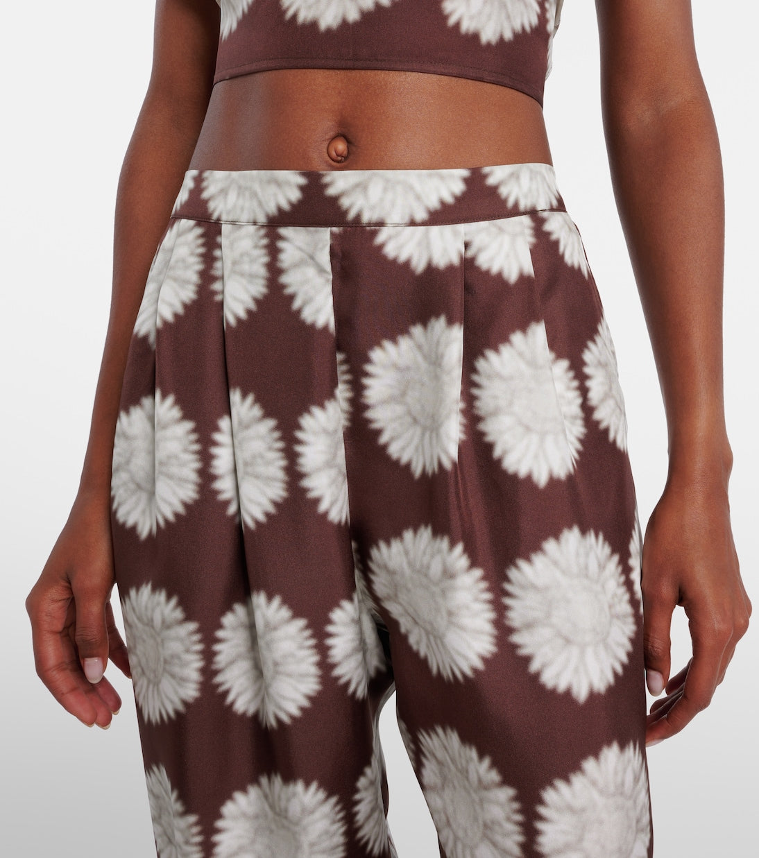 Asceno - Isola floral silk twill wide-leg pants