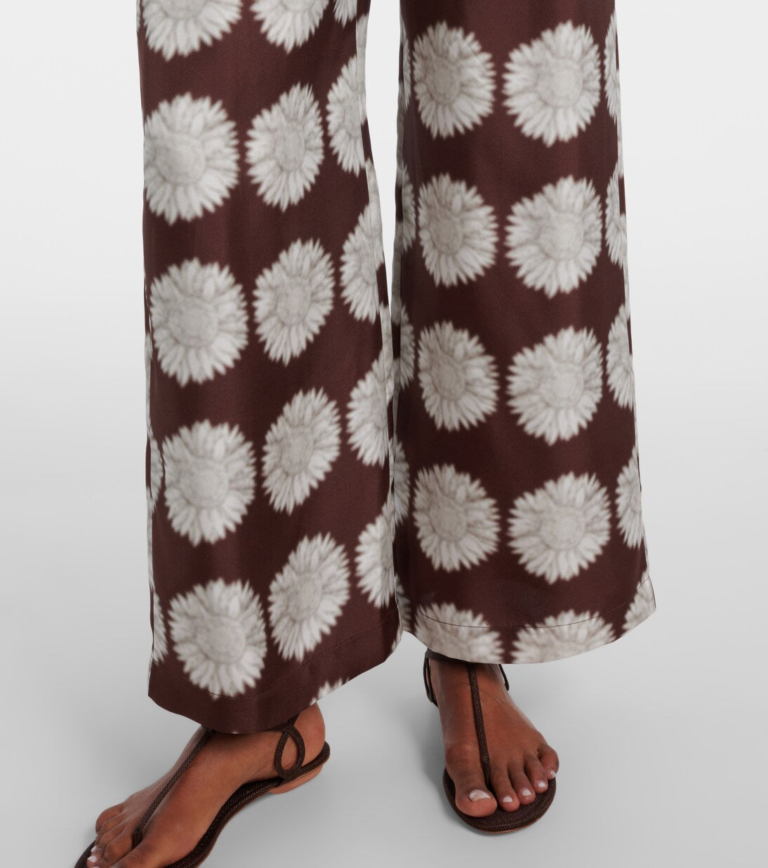 Asceno - Isola floral silk twill wide-leg pants