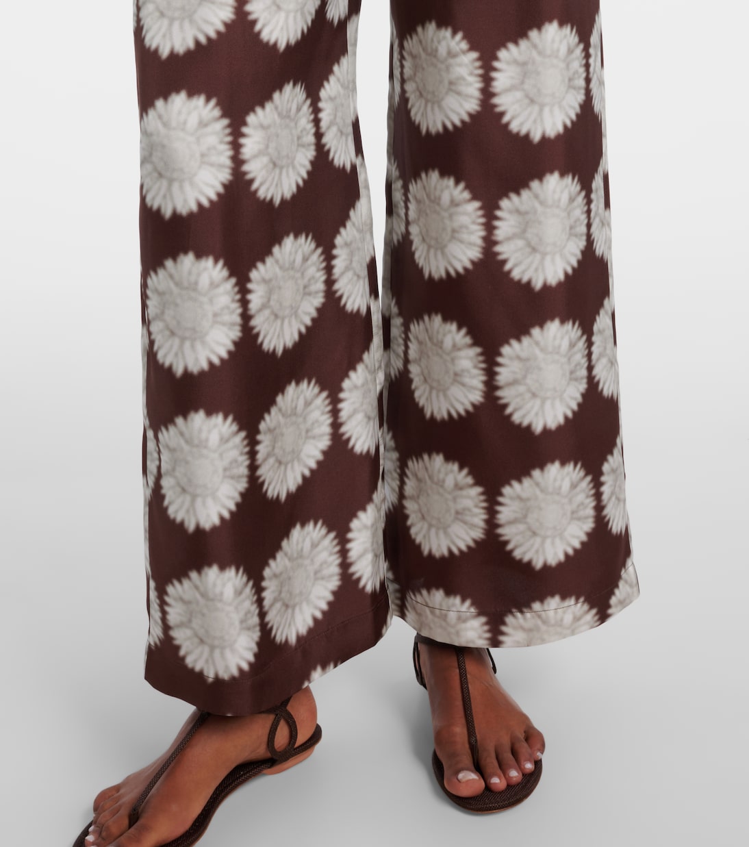 Asceno - Isola floral silk twill wide-leg pants