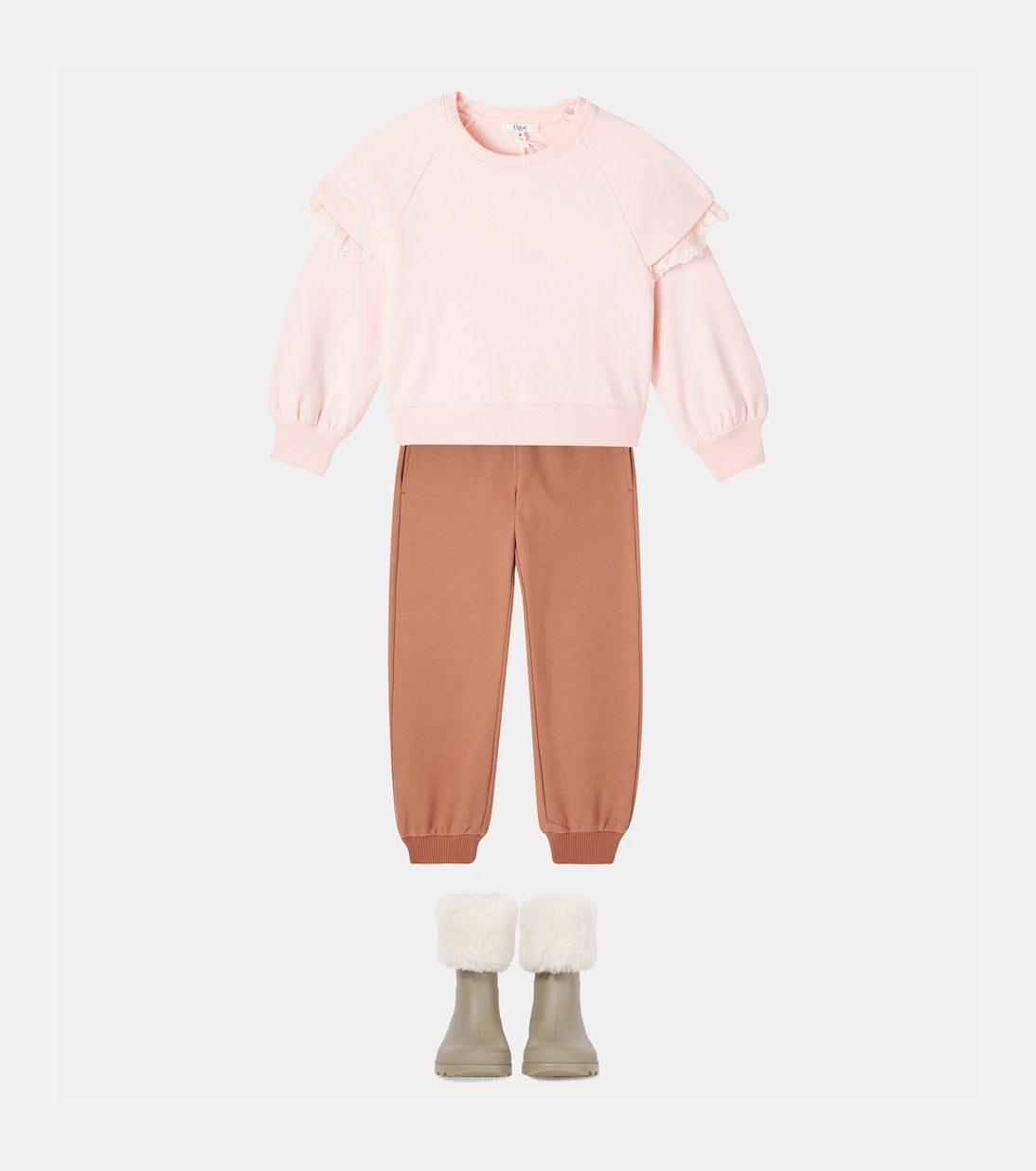 Chloé Kids - Lace-trimmed cotton fleece sweatshirt