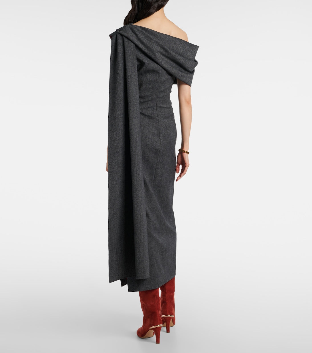 Roksanda - Maite herringbone draped midi dress