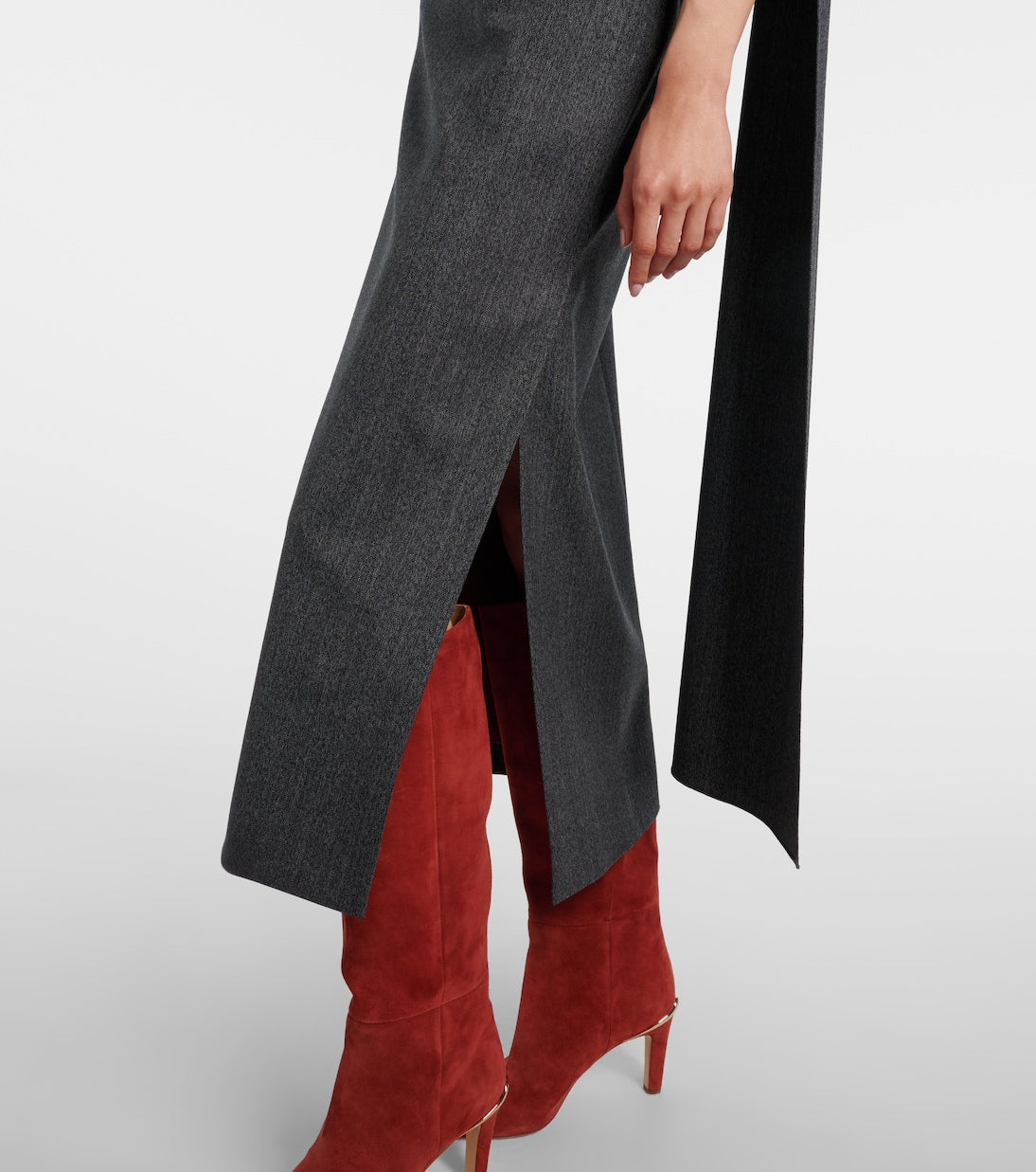 Roksanda - Maite herringbone draped midi dress