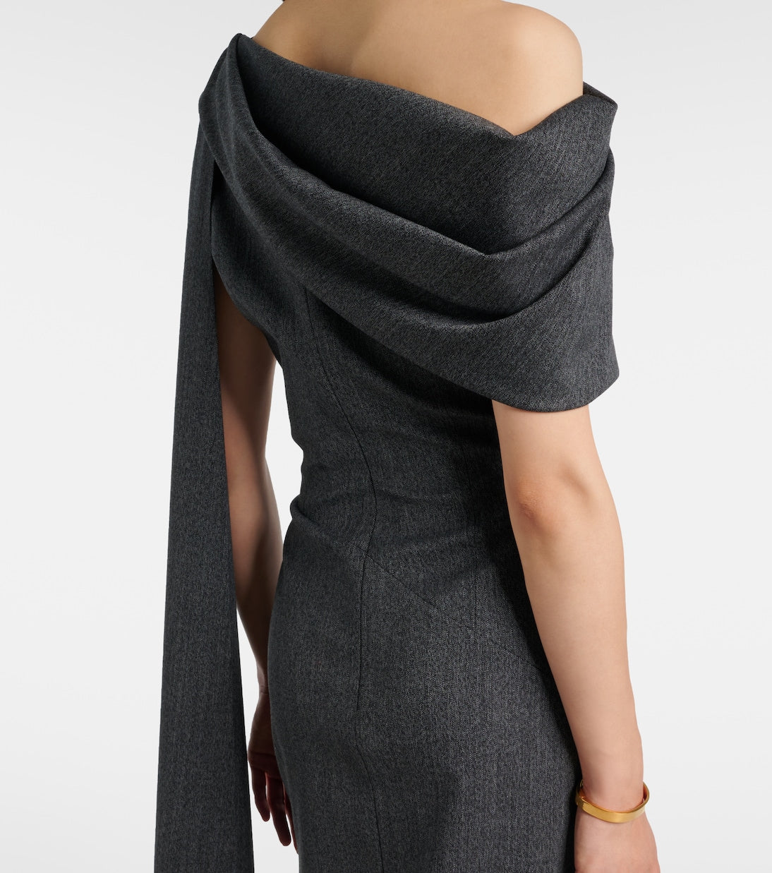Roksanda - Maite herringbone draped midi dress