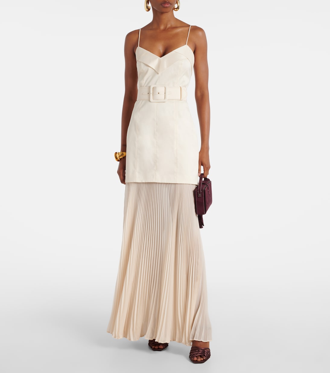 Rebecca Vallance - Bailey belted pleated maxi dress