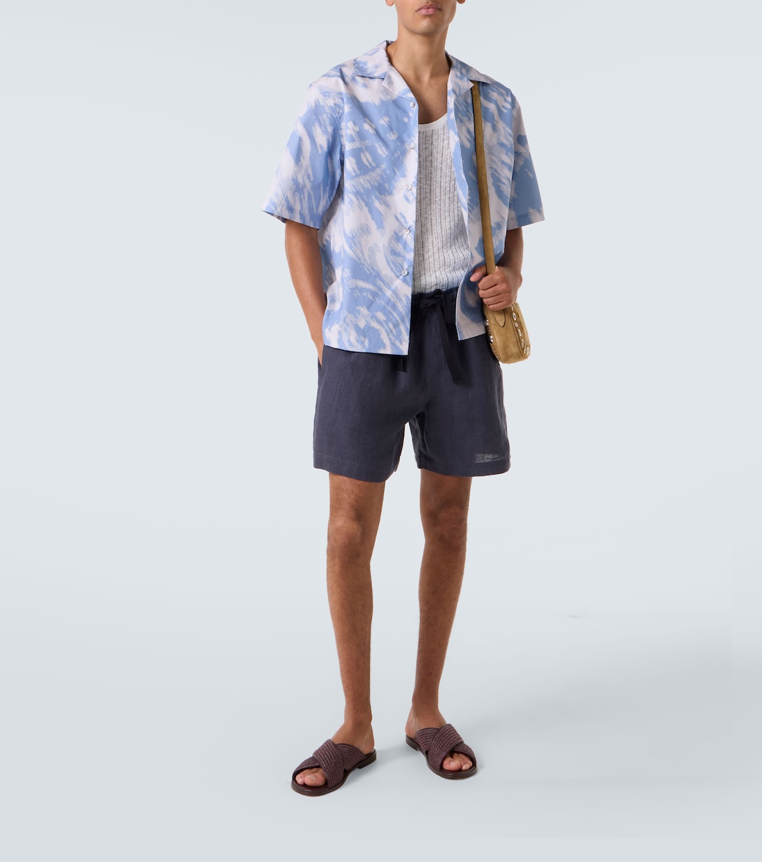 Commas - Printed cotton bowling shirt